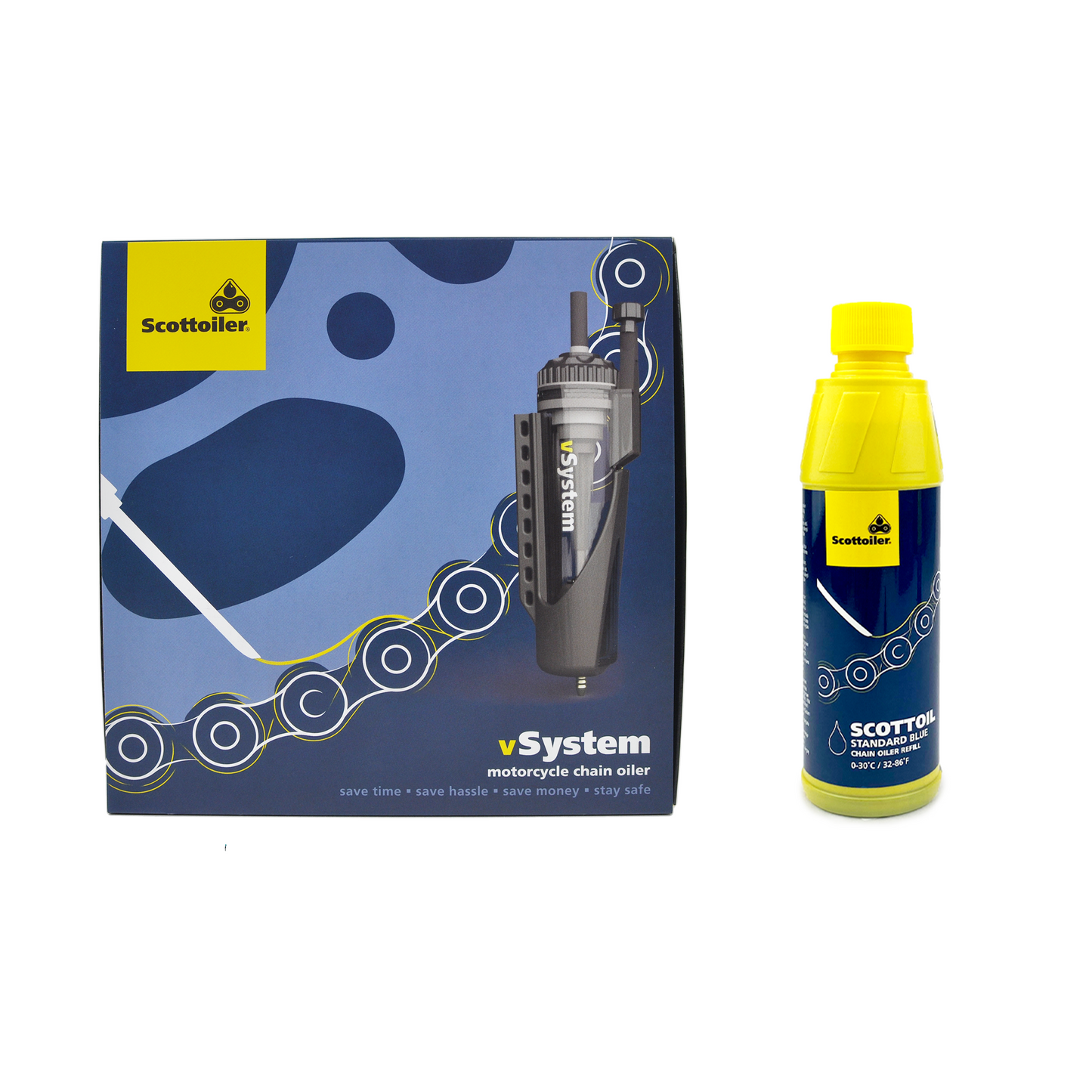 Scottoiler The vSystem automatic motorcycle chain oiler is the original Scottoiler.